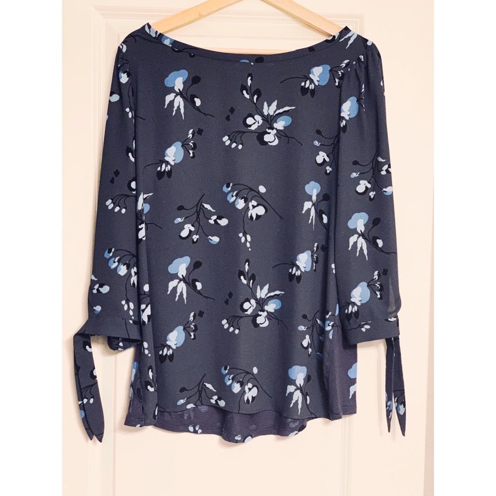 Loft 3/4 Tie Sleeve Mixed Media Blouse